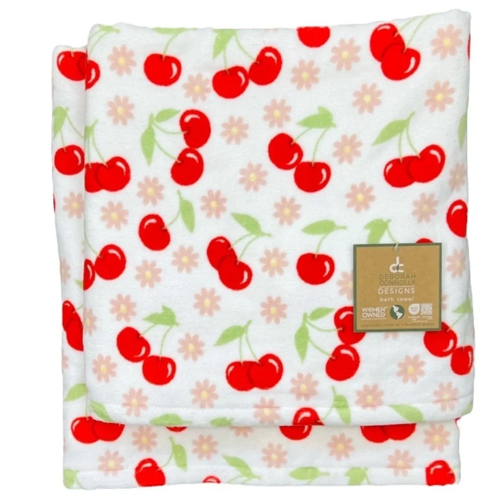Deborah Connolly - ‘’Cherries’ bath towel set. NWT